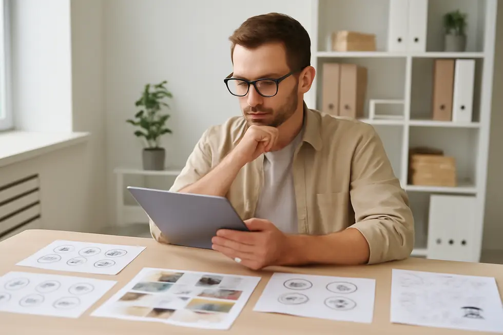 Business owner evaluating brand name ideas highlighting the importance of name meaning in customer perception.