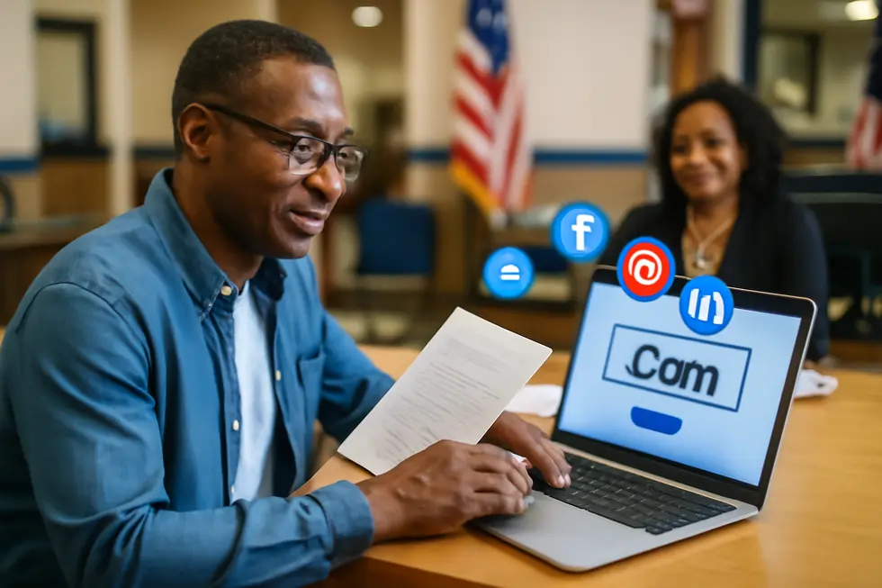 Business owner reviewing the USPTO trademark registration steps to legally protect their brand name in the USA.