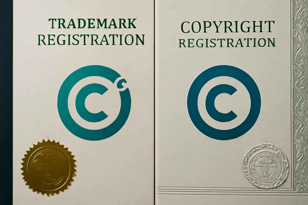 Visualizing trademark protection for logos as essential brand identifiers in business.