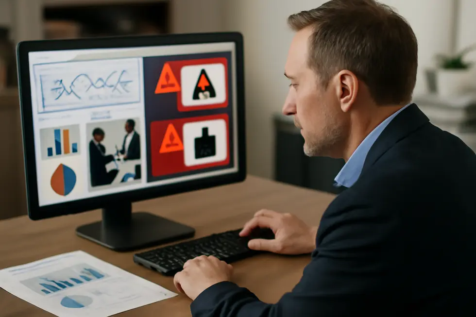 A business owner completing trademark registration, symbolizing the essential legal protection process behind brand assets.