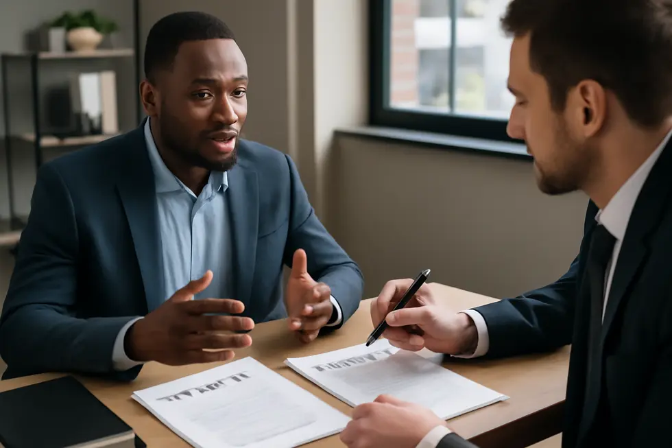 A business owner consults copyright law texts, highlighting that titles are excluded from copyright protection.