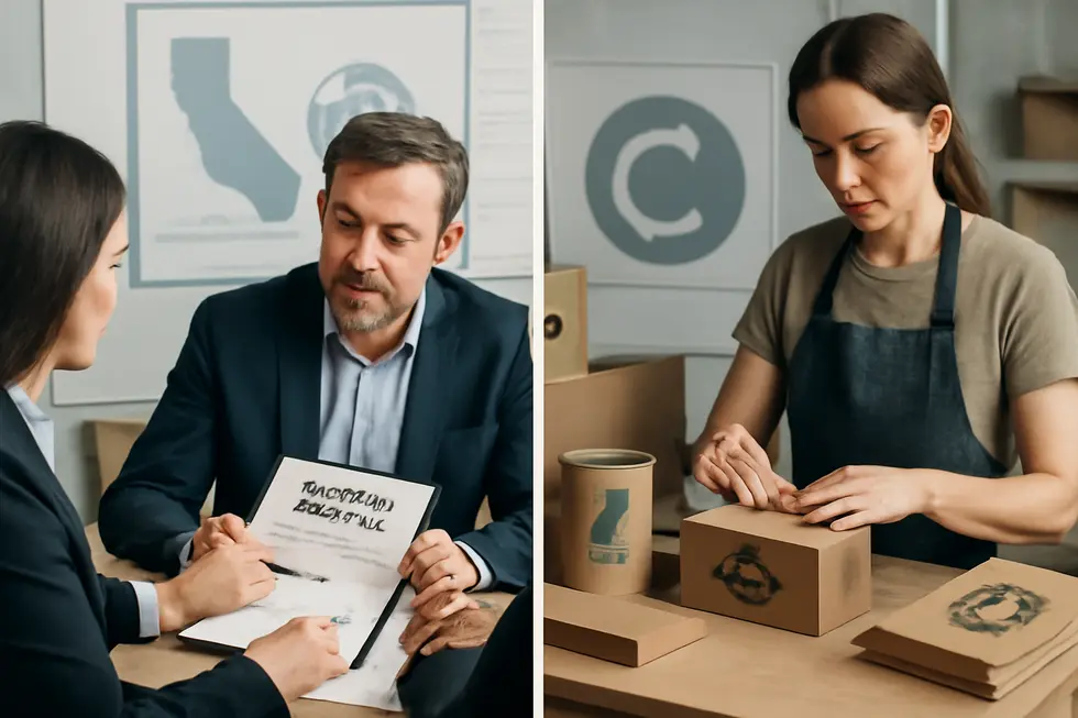 A business owner completing California Secretary of State forms for registering a unique business name.