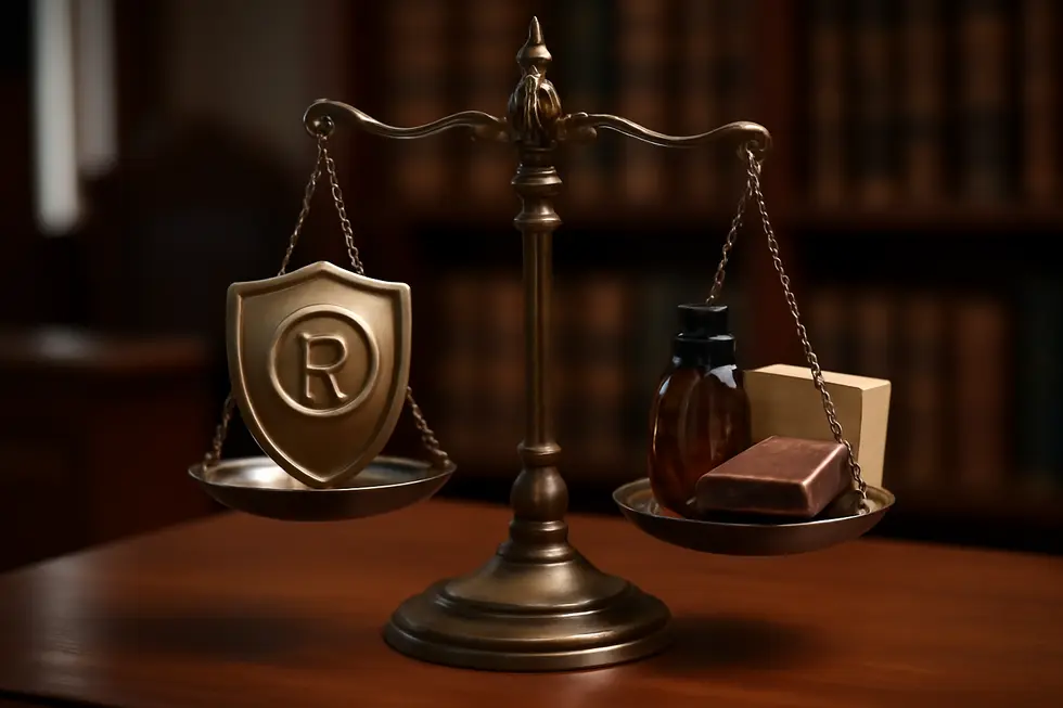 Product packages featuring unique trademarks clearly distinguished from competitors on store shelves.