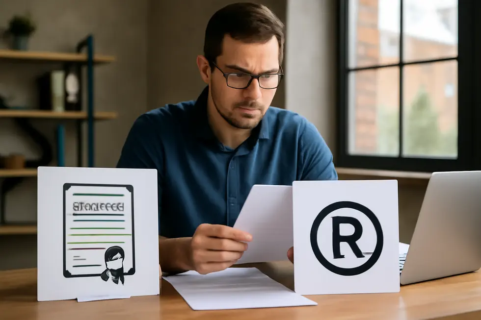 Visualizing the difference between state business name registration and trademark protection.
