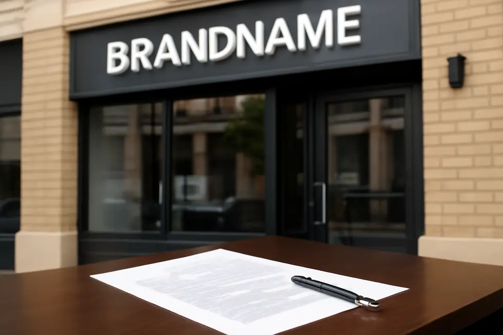 Visualizing the interaction between legal documentation and public-facing trade names in business.