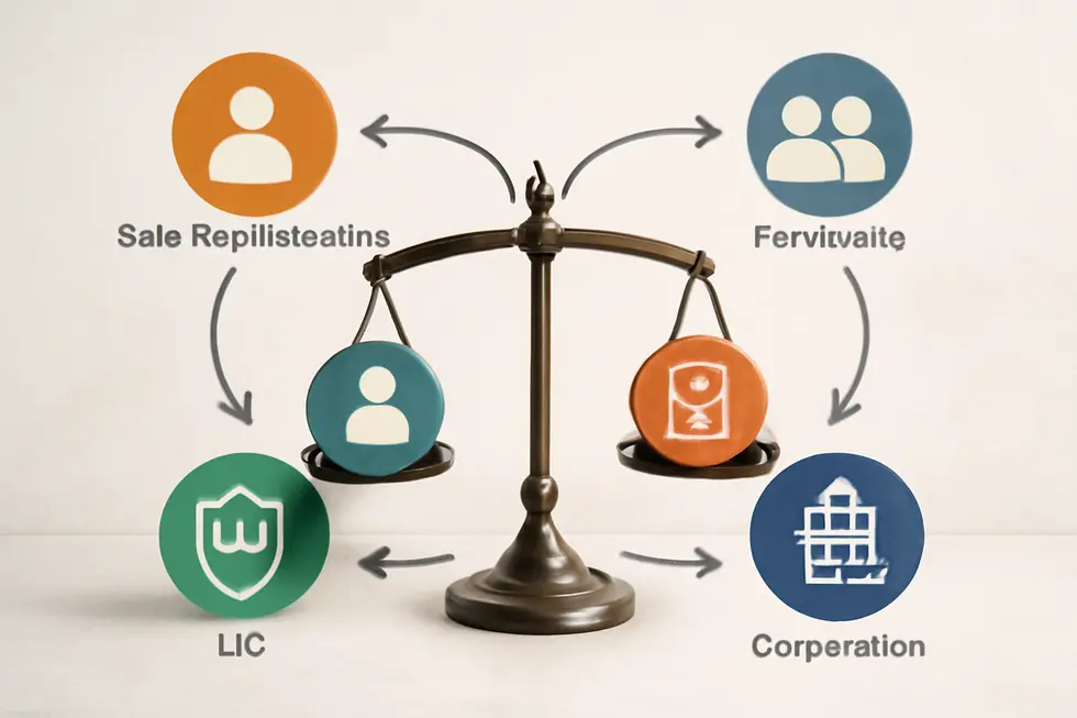 Visual overview illustrating different business entity types including sole proprietorships, partnerships, LLCs, and corporations.