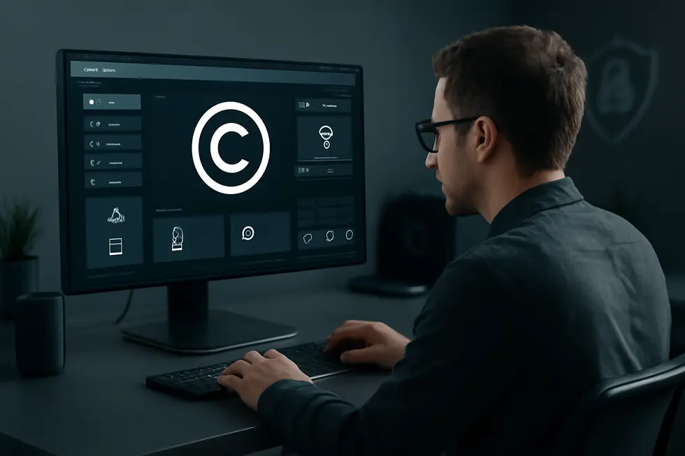 Business owner consulting on copyright protection illustrating the legal aspects of an all rights reserved website.