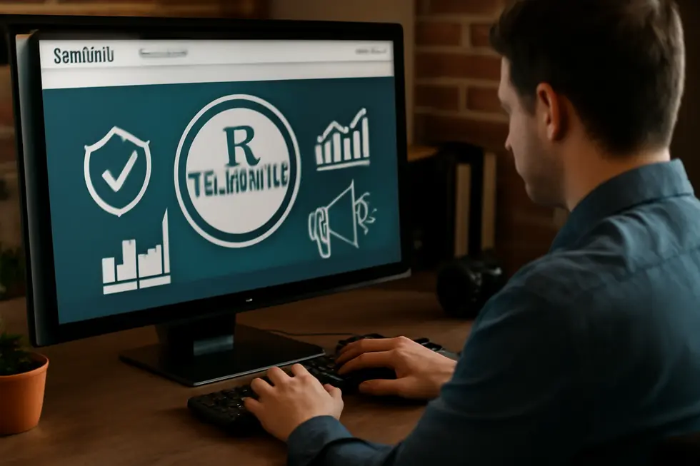 Business owner reviewing the USPTO trademark registration steps to legally protect their brand name in the USA.