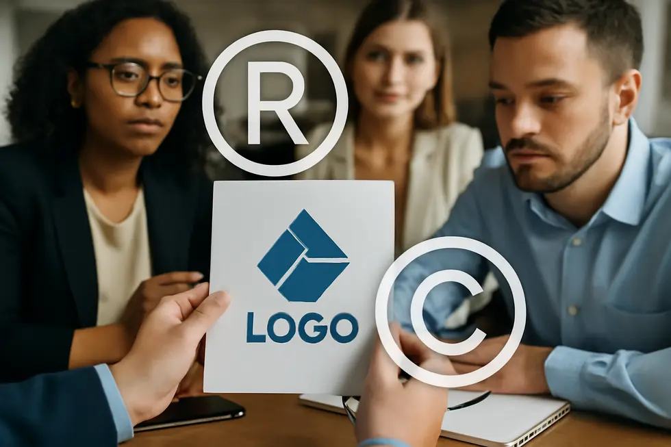 Visualizing trademark protection for logos as essential brand identifiers in business.