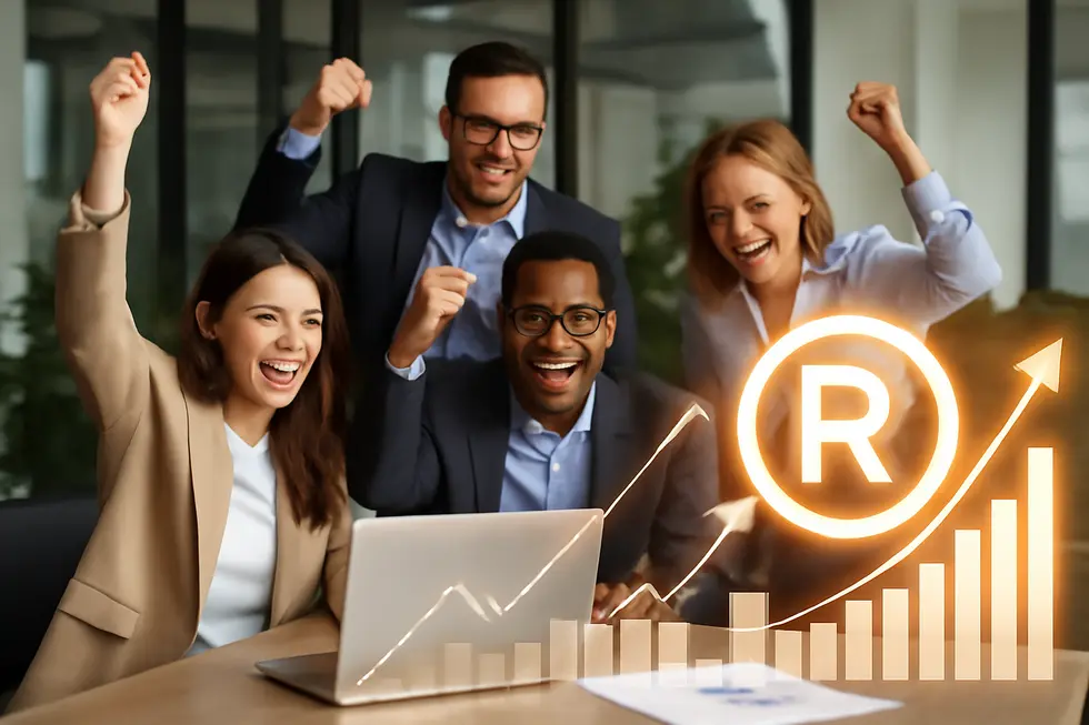 A business owner securing legal protection through trademark registration of their business name.