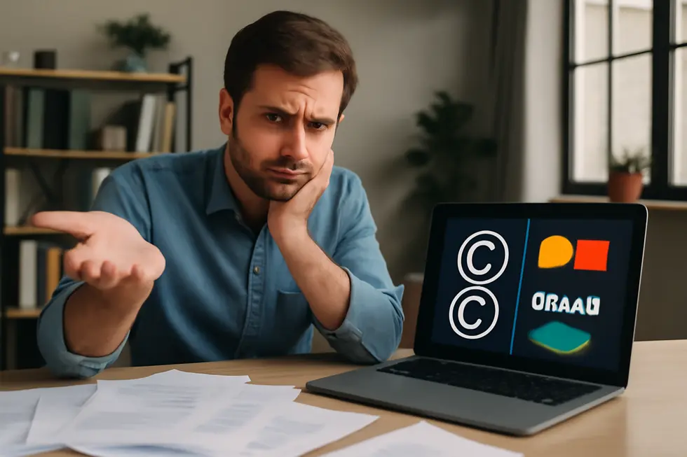 Visualizing the confusion around copyrighting brand elements like names and logos.