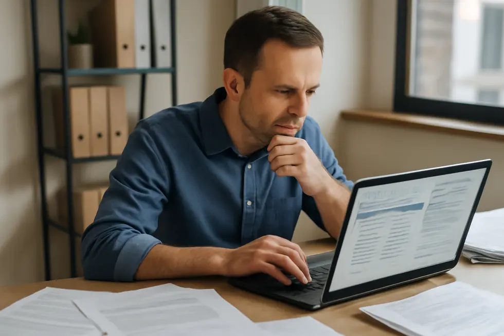A business owner verifying the availability and uniqueness of a business name using state and USPTO databases.