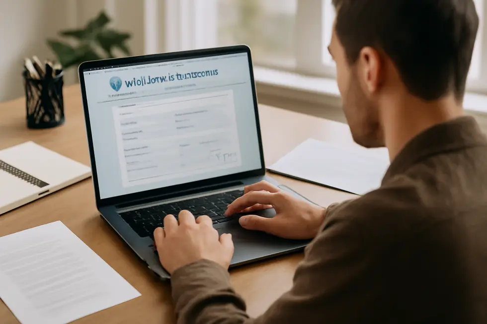 Business owner submitting a Colorado trade name registration form online, illustrating the simplicity and affordability of the process.