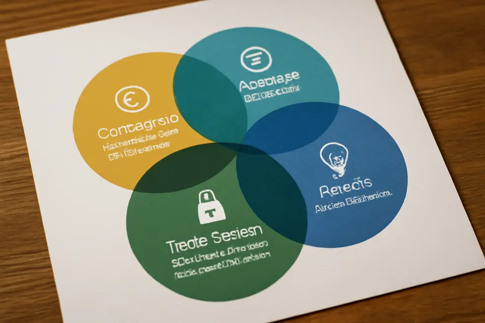 Visual depiction of copyrights and trademarks as key categories within intellectual property.