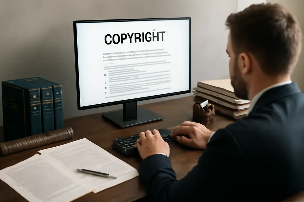 Business owner preparing a copyright statement highlighting its core components.