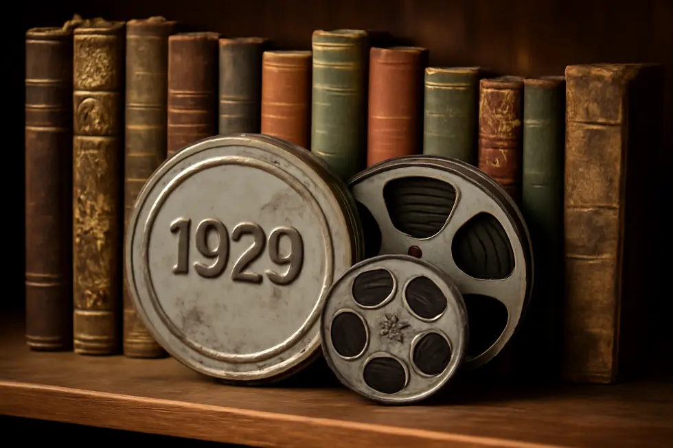 Historic books and library setting illustrating public domain works published before 1930.