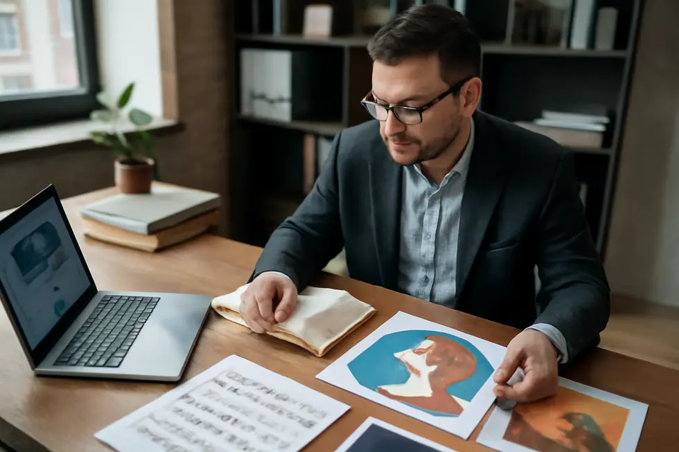 A business owner evaluates different original works representing the scope of copyright protection.