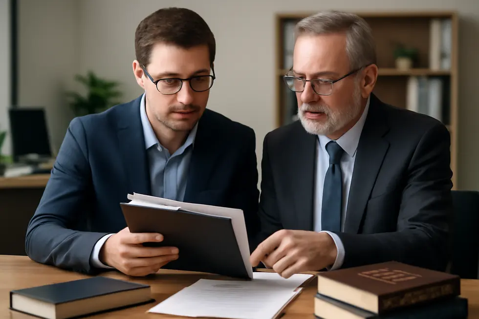 A business owner consulting copyright legal documents to understand the framework securing creative works.