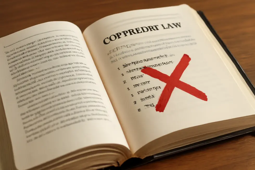 Visual representation explaining why copyright law excludes short phrases like sayings.