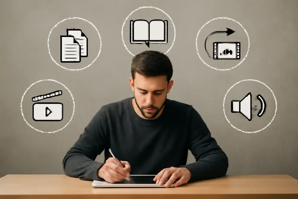 A business owner consulting copyright legal documents to understand the framework securing creative works.