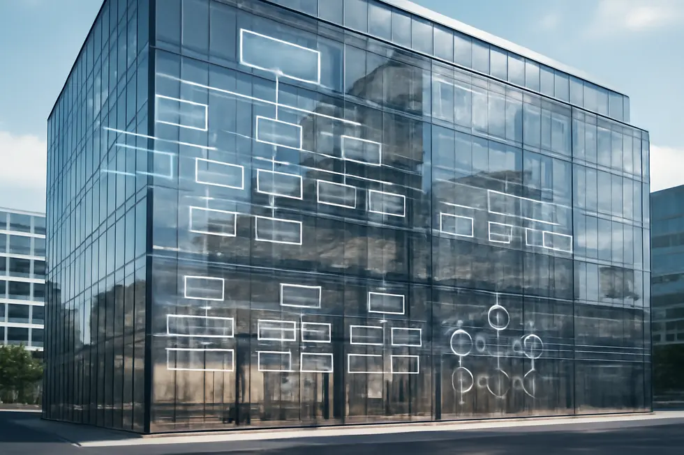 Visual representation of Corporate Co’s organizational structure and core defining elements.
