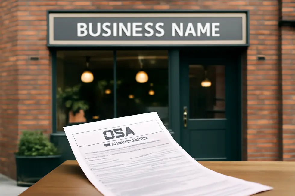A business owner verifying the availability and uniqueness of a business name using state and USPTO databases.