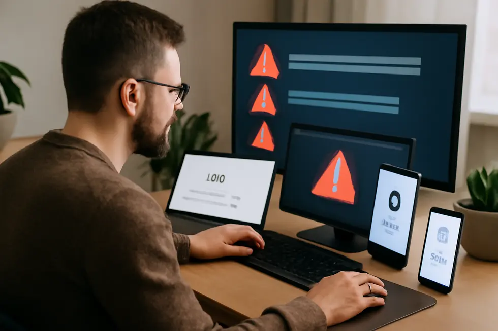 A business owner carefully searching databases to confirm company name availability and uniqueness.