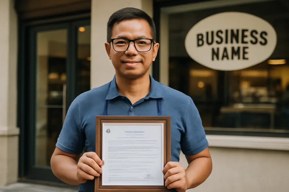 Entrepreneur registering a business name online through the Department of Trade and Industry’s official portal in the Philippines.
