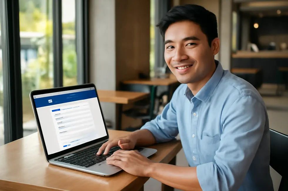 Entrepreneur registering a business name online through the Department of Trade and Industry’s official portal in the Philippines.