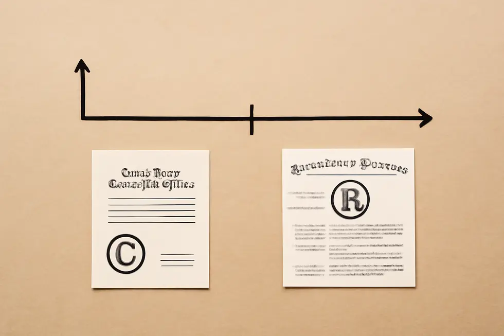 A business owner examining core aspects of copyright and trademark law to understand their definitions and scope.