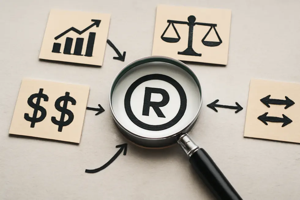 Visual overview of the key factors shaping the worth of a trademark.