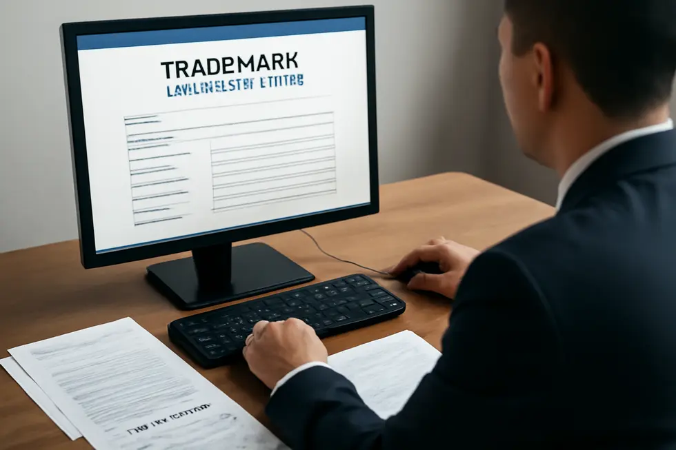 Business owner evaluating phrase options to select a distinctive trademark.