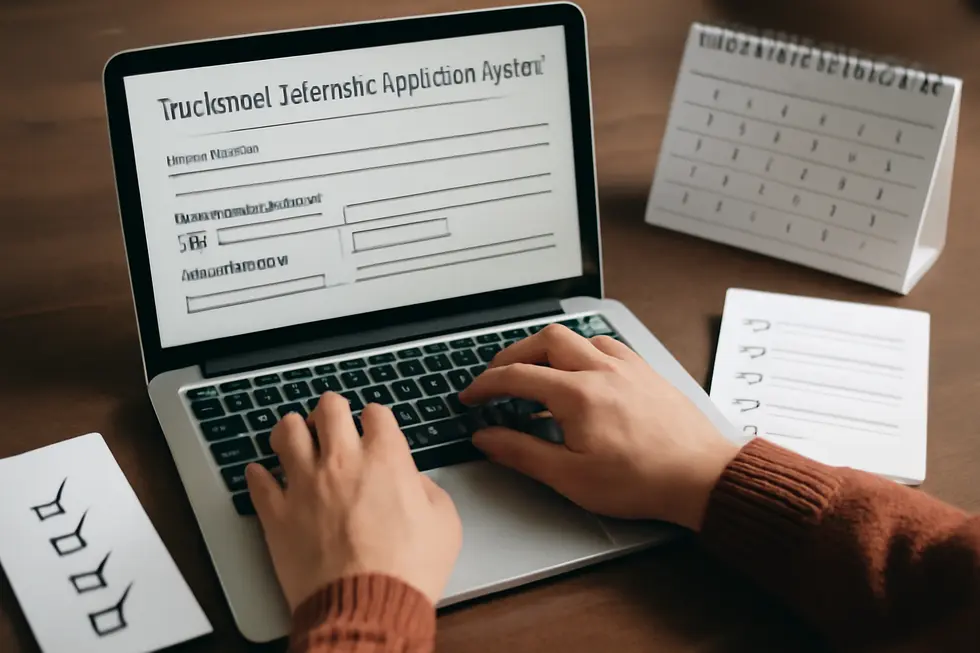 A business owner researching and selecting a unique trademark name using the USPTO database.