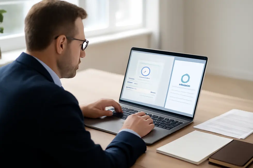 A business owner completes the formal online copyright registration process for their logo using the U.S. Copyright Office portal.