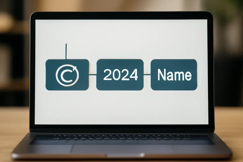 A typical website footer featuring the copyright line elements crucial for content ownership.