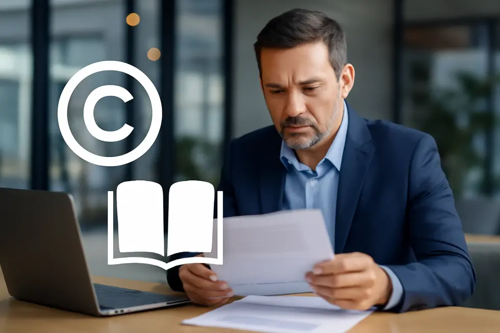 Business owner examines copyright and public domain concepts impacting commercial use.