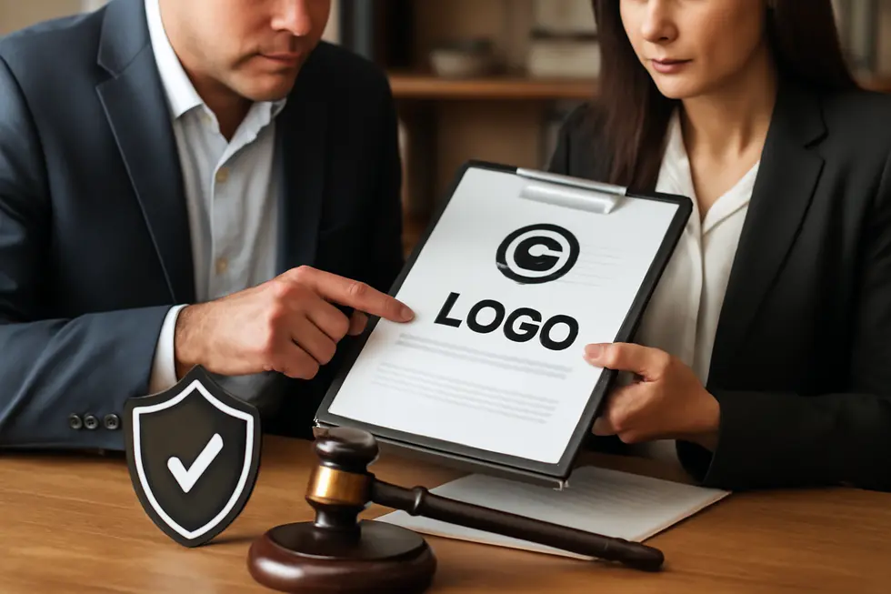 Business owner navigating the U.S. Copyright Office website to begin the logo copyright registration process.