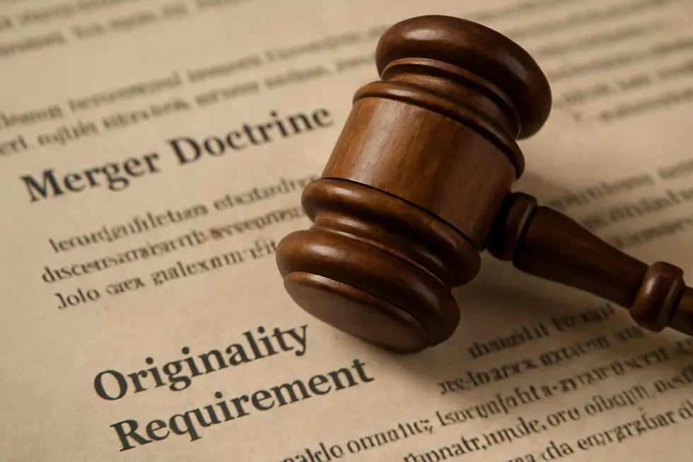 Visual representation of the legal limitation: copyright cannot protect short phrases or slogans.