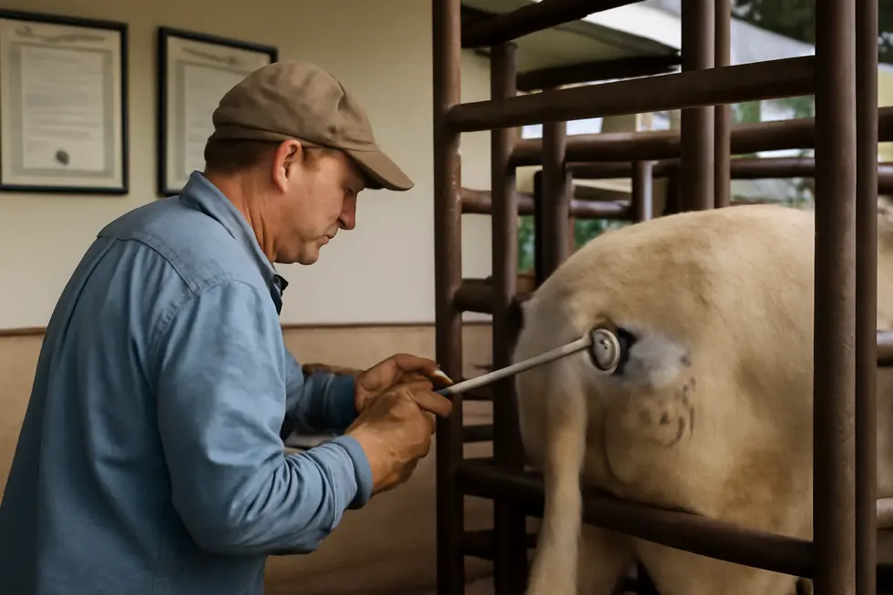 A livestock business owner designing a unique and distinctive livestock brand, highlighting the importance of originality and compliance.