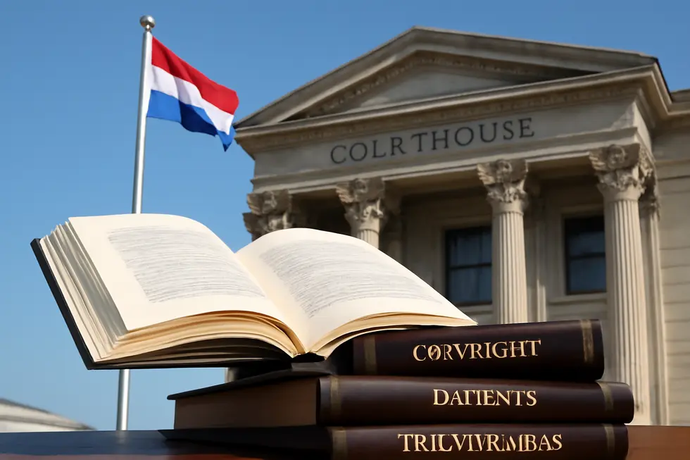 Business owner examining documents that define the scope of domestic intellectual property rights.