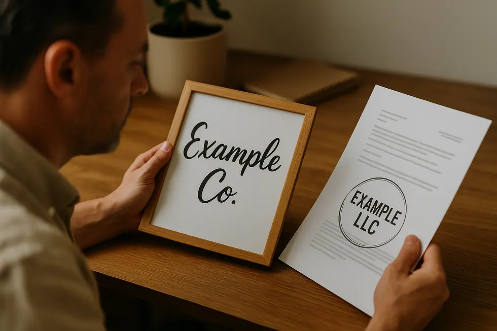 Contrasting informal use of ‘Co.’ with official legal business names demonstrates the distinction for small business owners.