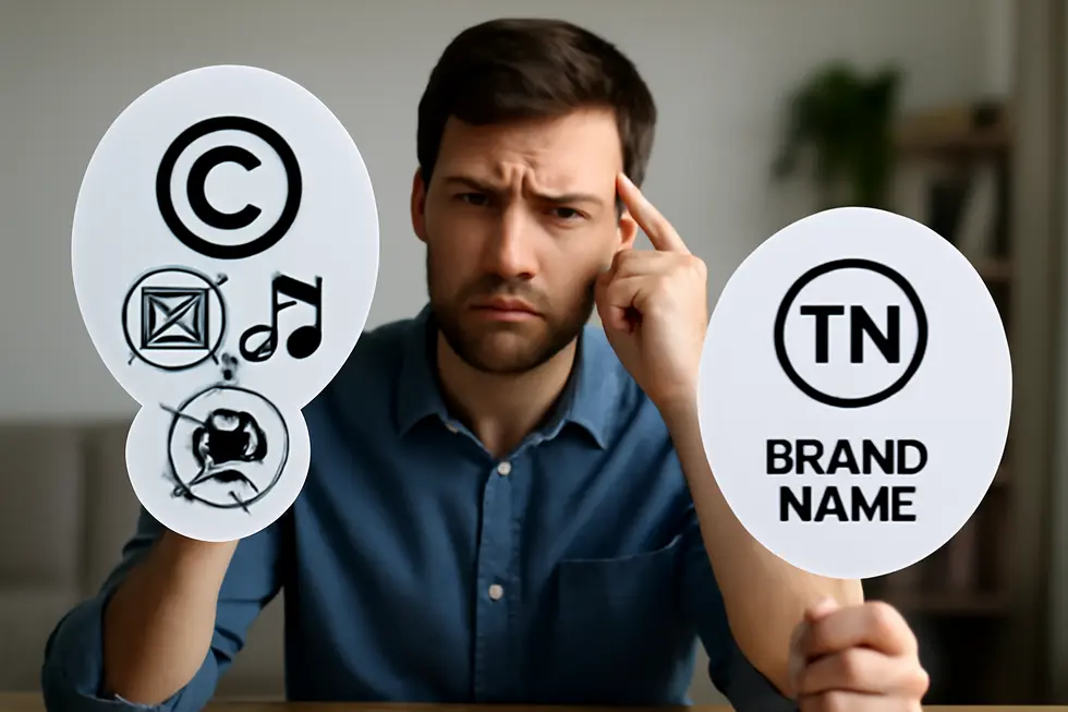 Explaining why copyright does not protect brand names and the importance of trademarks.