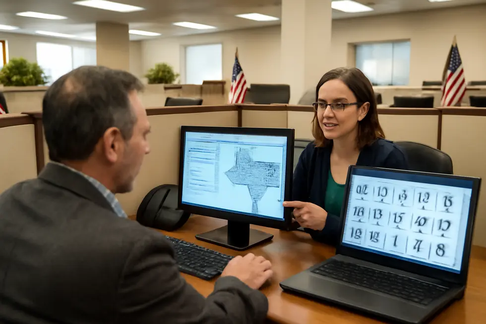 Livestock owner completing cattle brand registration paperwork under Texas Animal Health Commission guidance.
