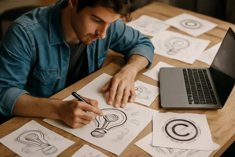 Creative professional illustrating the concept of originality in the copyright process.