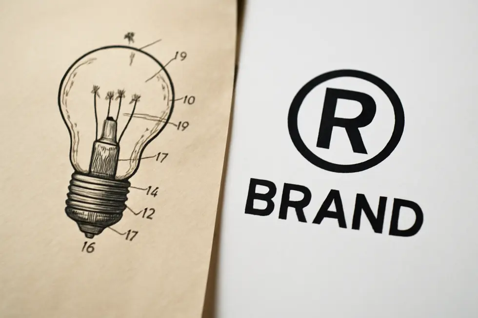 Comparing the scope of patents for inventions versus trademarks for brand names and logos.