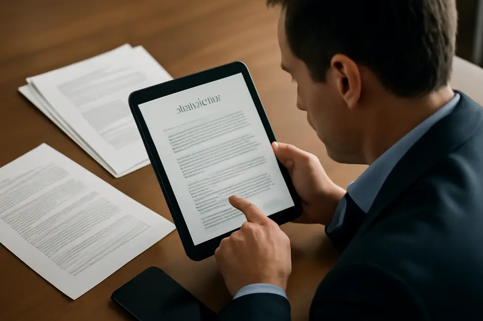 Business owner evaluating phrase options to select a distinctive trademark.