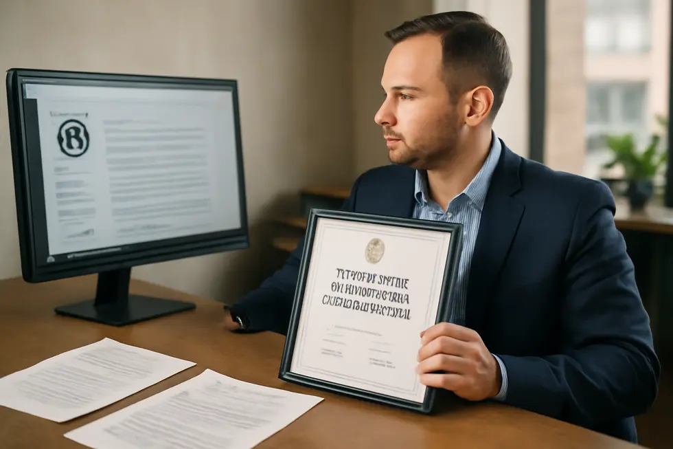 A business owner conducting a detailed trademark search to ensure name availability before application.