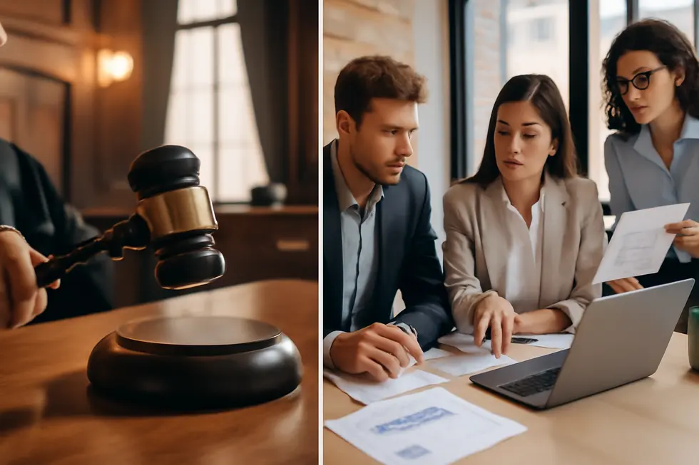 Visual comparison of legal documents representing copyright and patent protections.