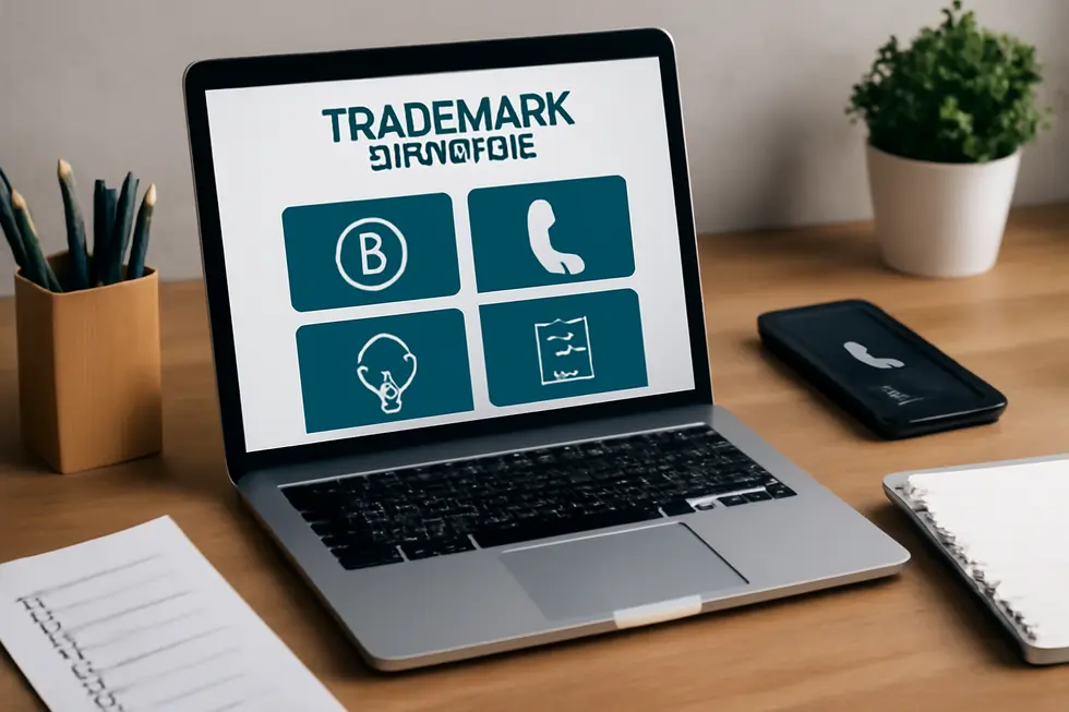 Illustration contrasting patents and trademarks to clarify protection types for business owners.