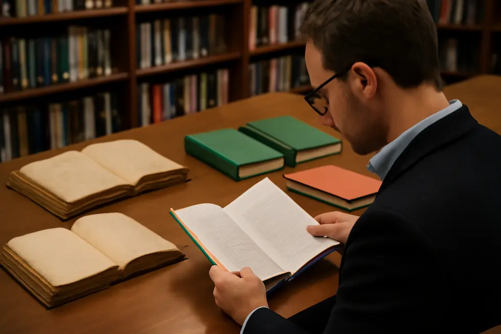 Business owner reviewing copyright notices and legal documents to protect creative assets.